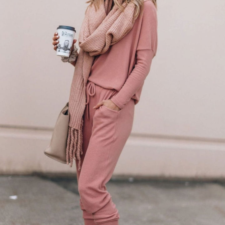 Women's Two-Piece Long-Sleeve Drawstring Jogger Loungewear Sets