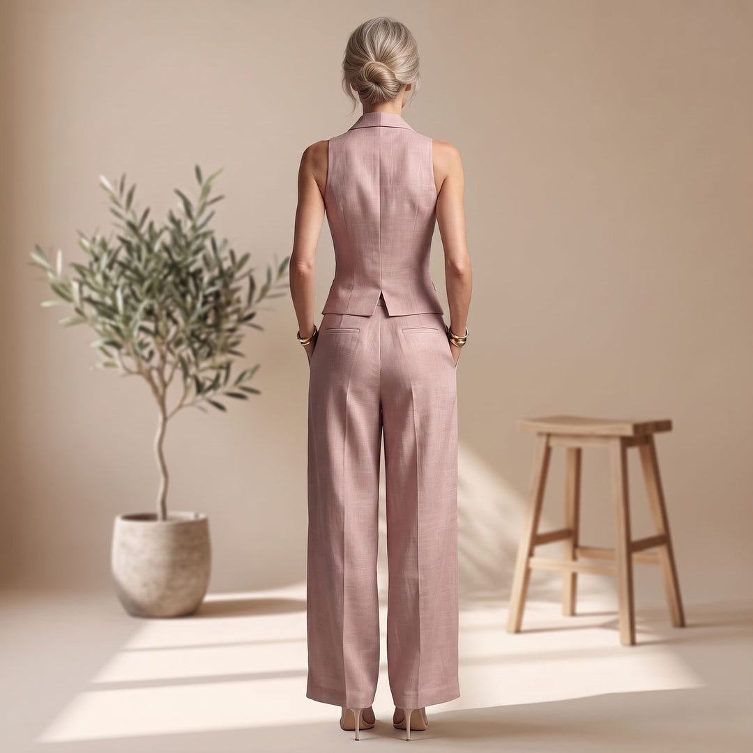 Women's Two Piece Set Halter Vest Blazer Wide-Leg Pants Suit