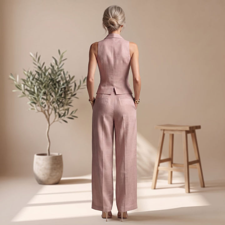 Women's Two Piece Set Halter Vest Blazer Wide-Leg Pants Suit