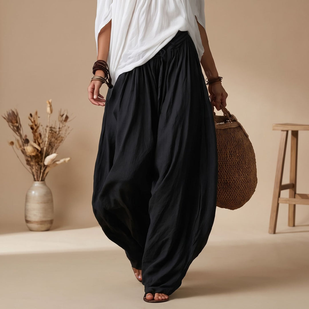 Women's Two Piece Set Off-Shoulder Top Wide-Leg Drawstring Pants
