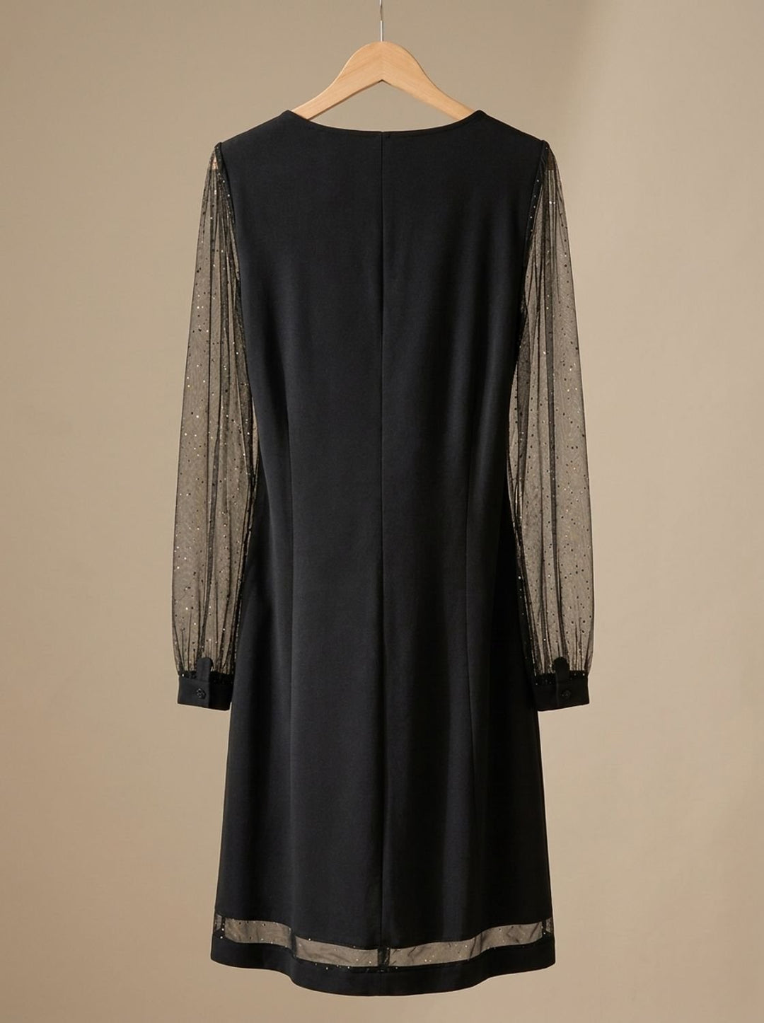 Women's V-Neck Glitter Mesh Long-Sleeve Mini Party Dress