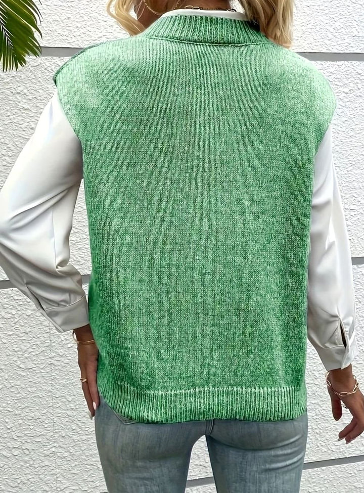 Women's V-Neck Sleeveless Knit Casual Vest