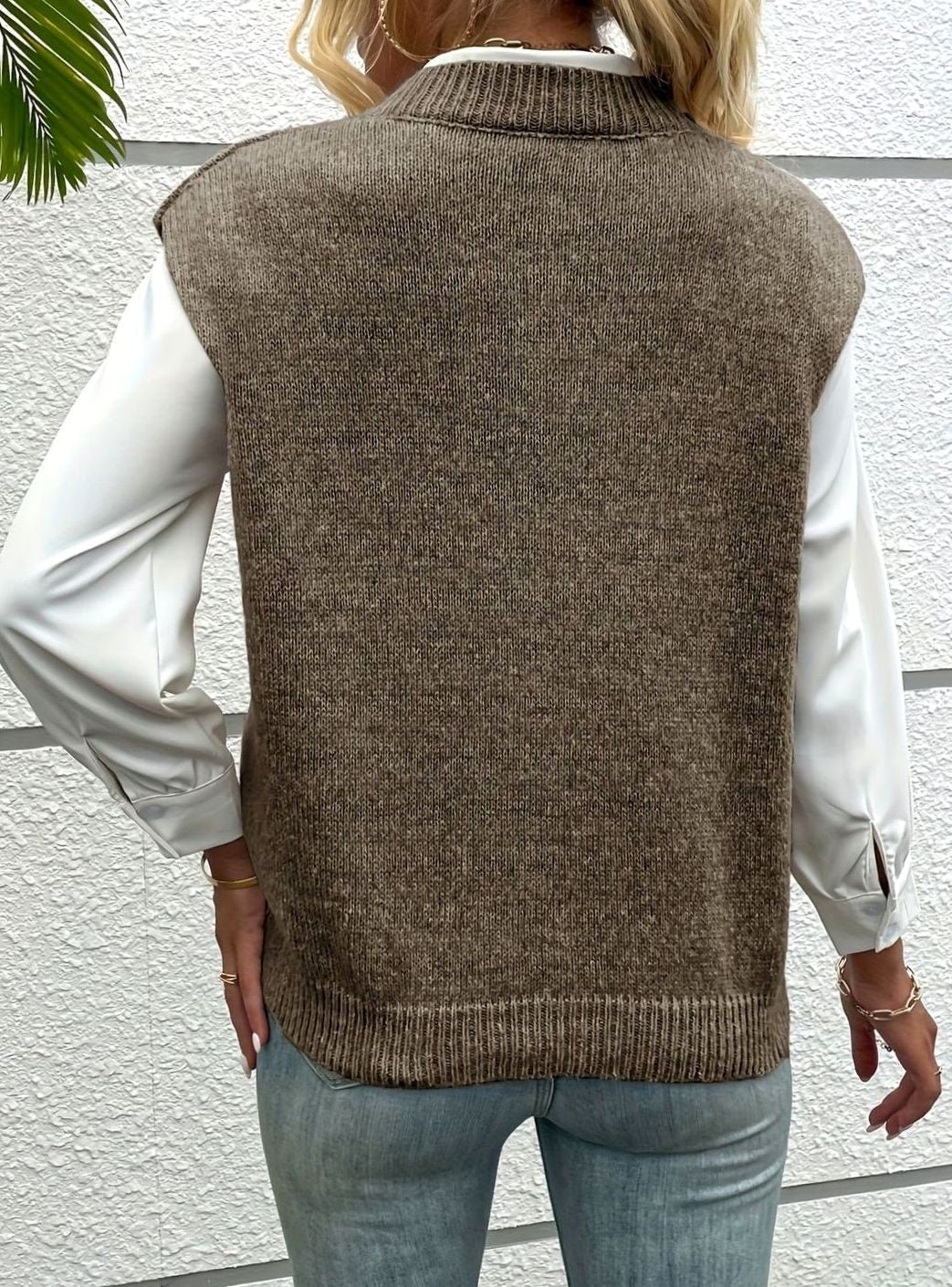 Women's V-Neck Sleeveless Knit Casual Vest