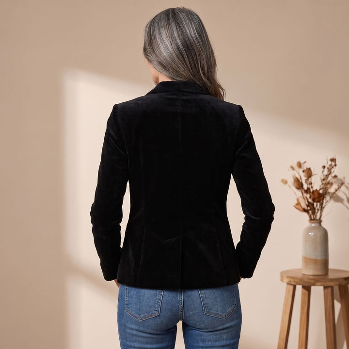 Women's Velvet Floral Embroidered Single-Breasted Blazer