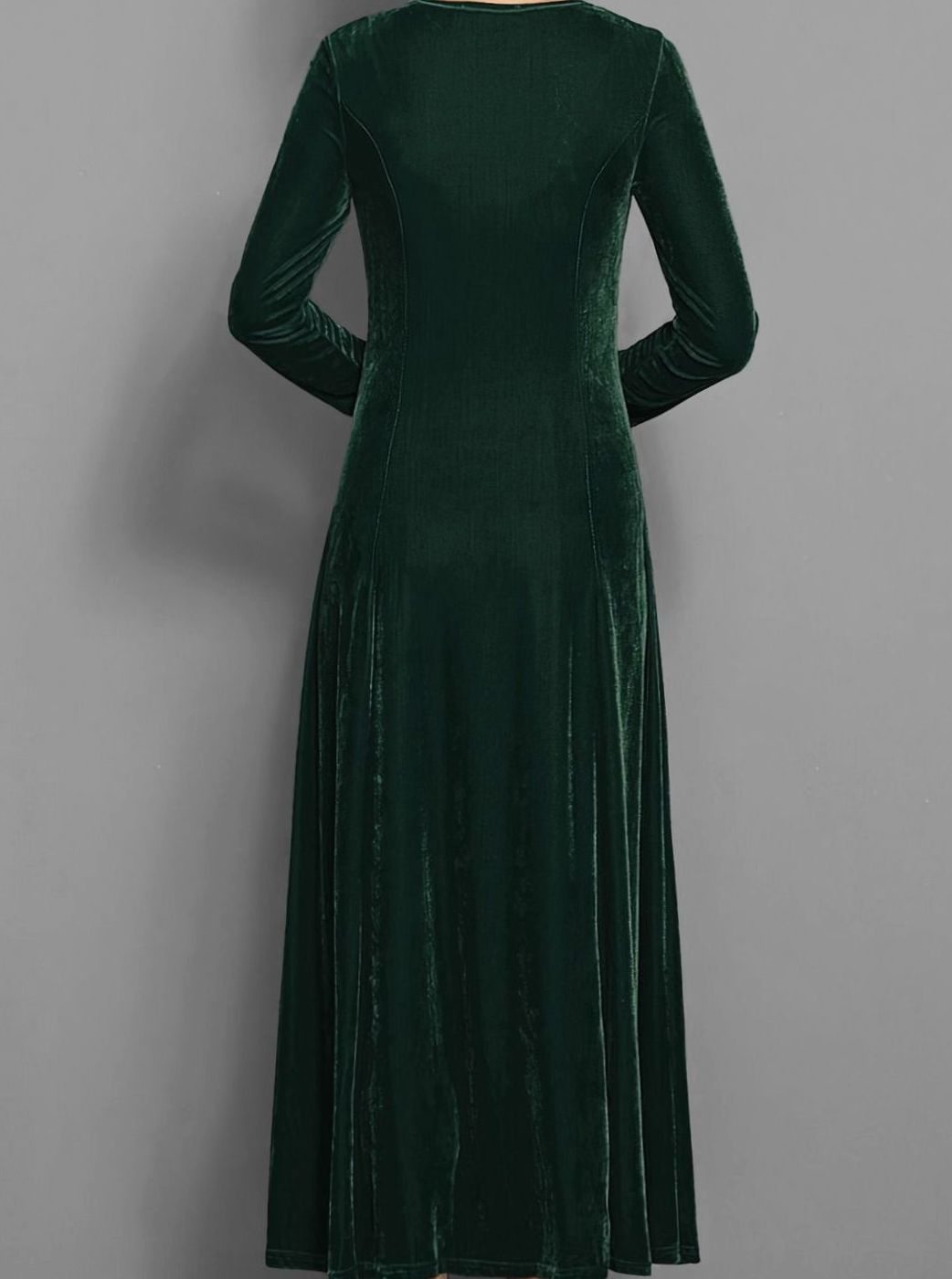 Women's Velvet Long Sleeve Formal A-Line Party Dress
