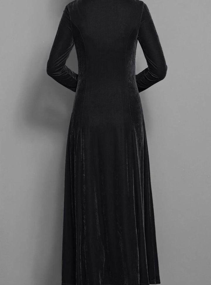 Women's Velvet Long Sleeve Formal A-Line Party Dress