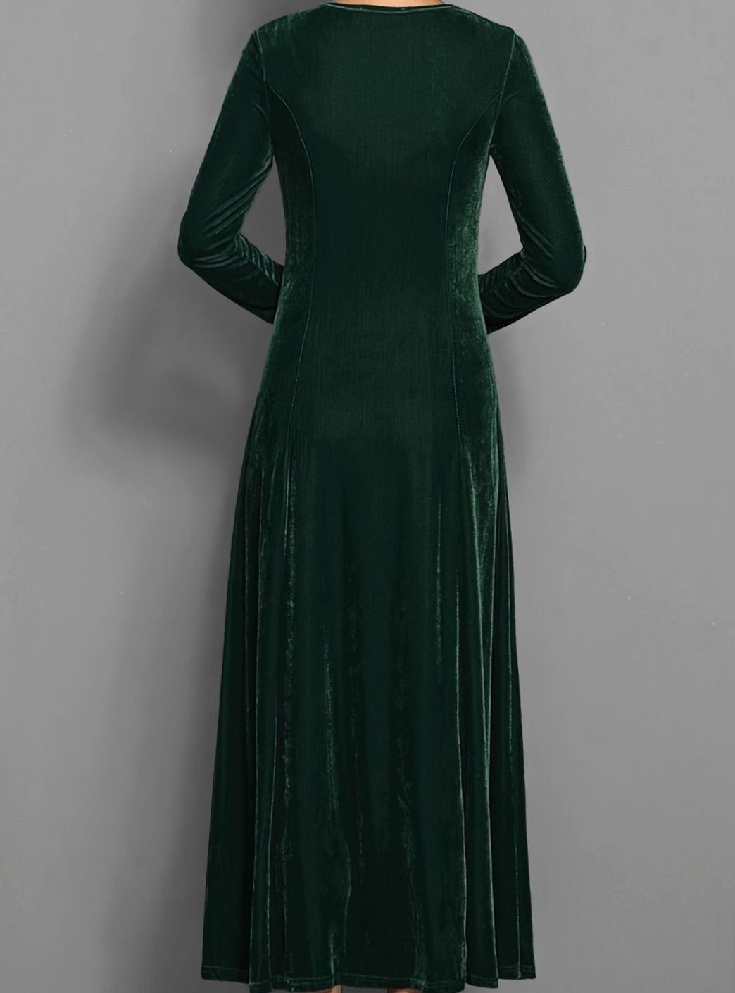 Women's Velvet Long Sleeve Formal A-Line Party Dress