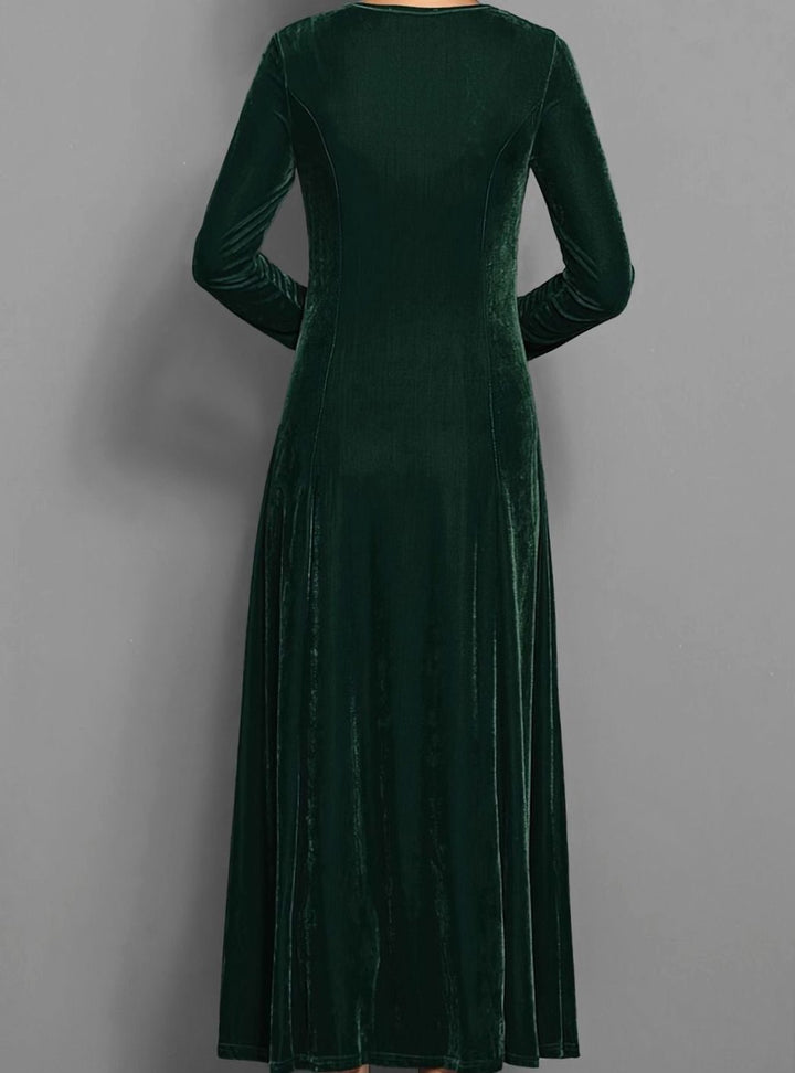 Women's Velvet Long Sleeve Formal A-Line Party Dress