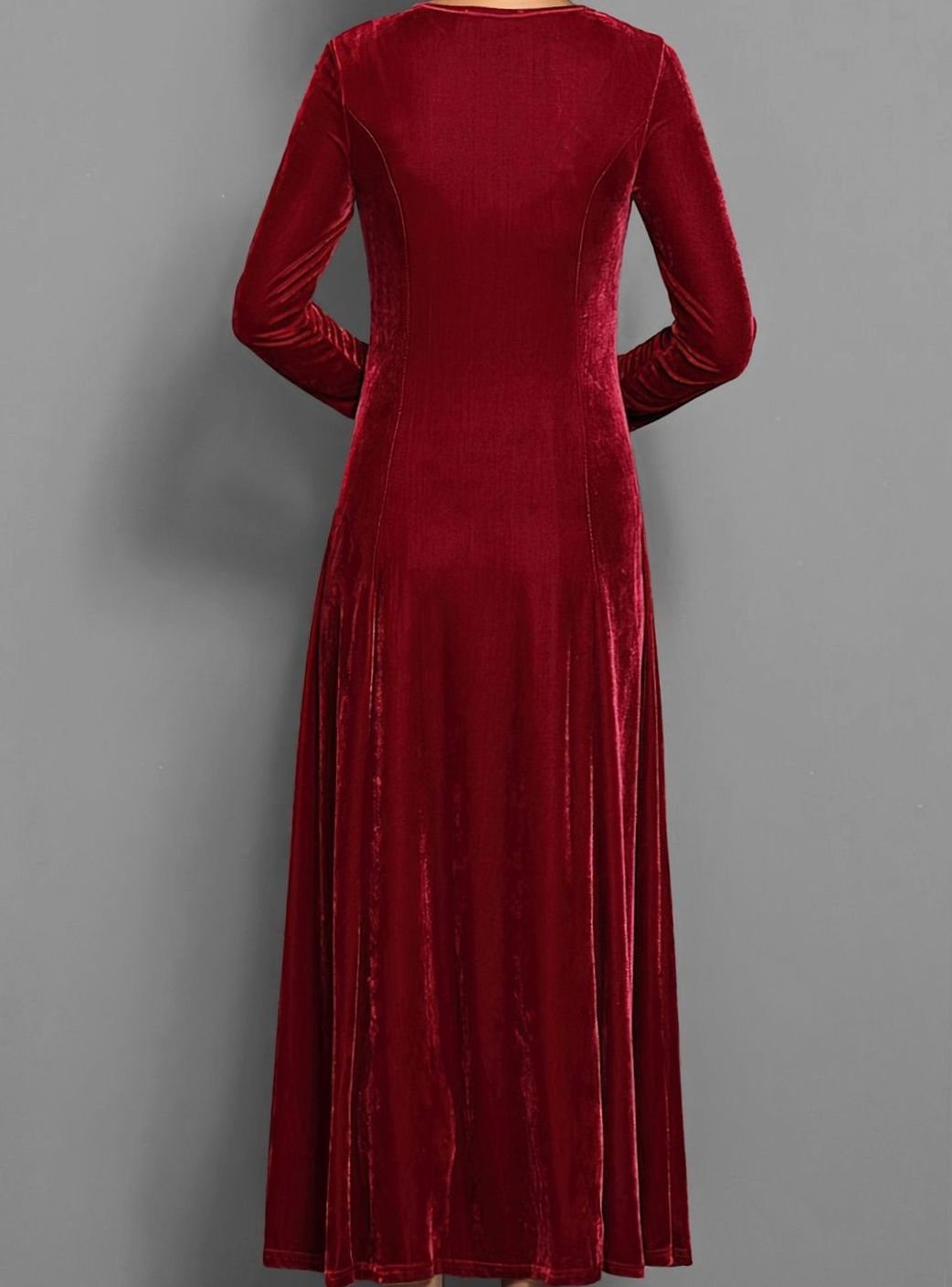 Women's Velvet Long Sleeve Formal A-Line Party Dress