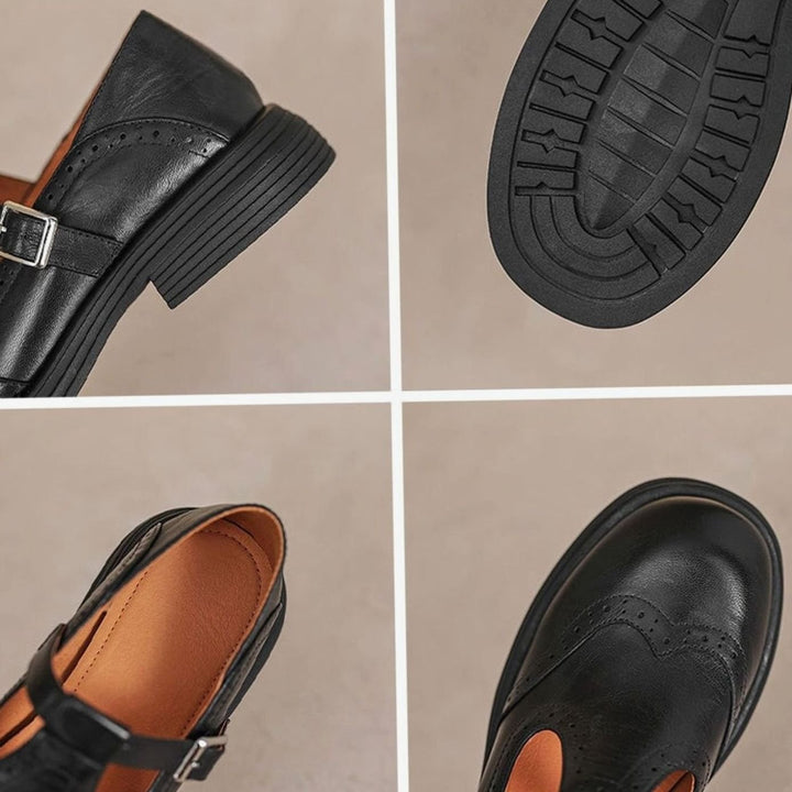 Women's Vintage Brogue Buckle-Strap Mary Jane Shoes