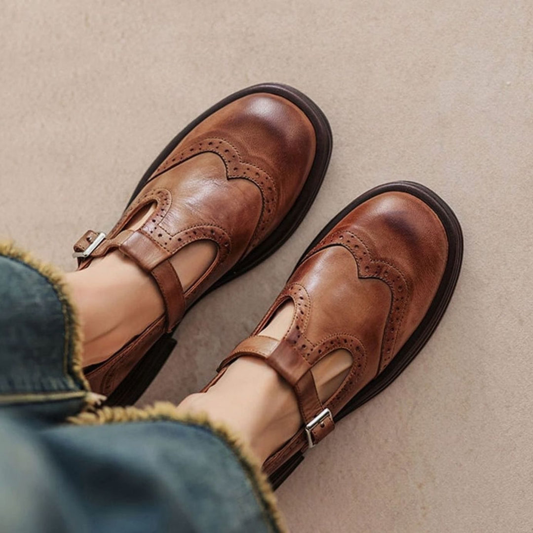 Women's Vintage Brogue Buckle-Strap Mary Jane Shoes