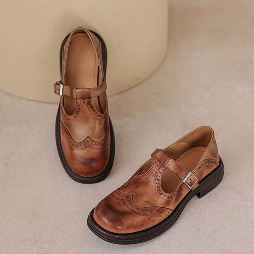 Women's Vintage Brogue Buckle-Strap Mary Jane Shoes
