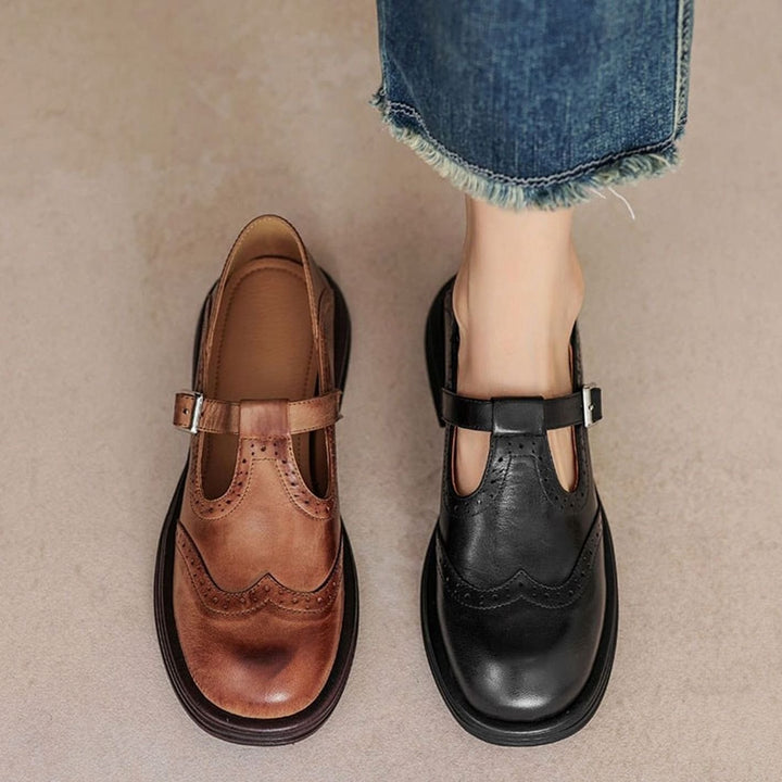 Women's Vintage Brogue Buckle-Strap Mary Jane Shoes