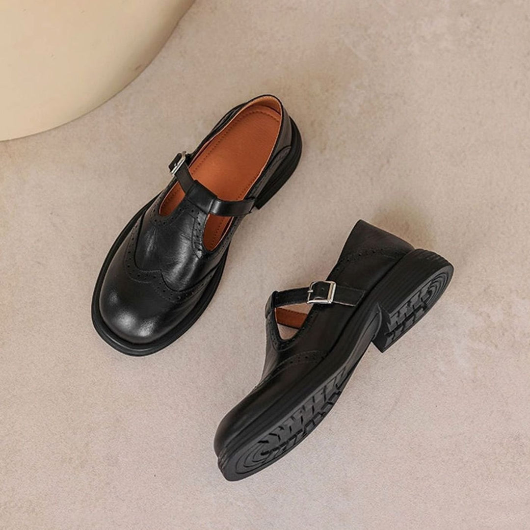 Women's Vintage Brogue Buckle-Strap Mary Jane Shoes