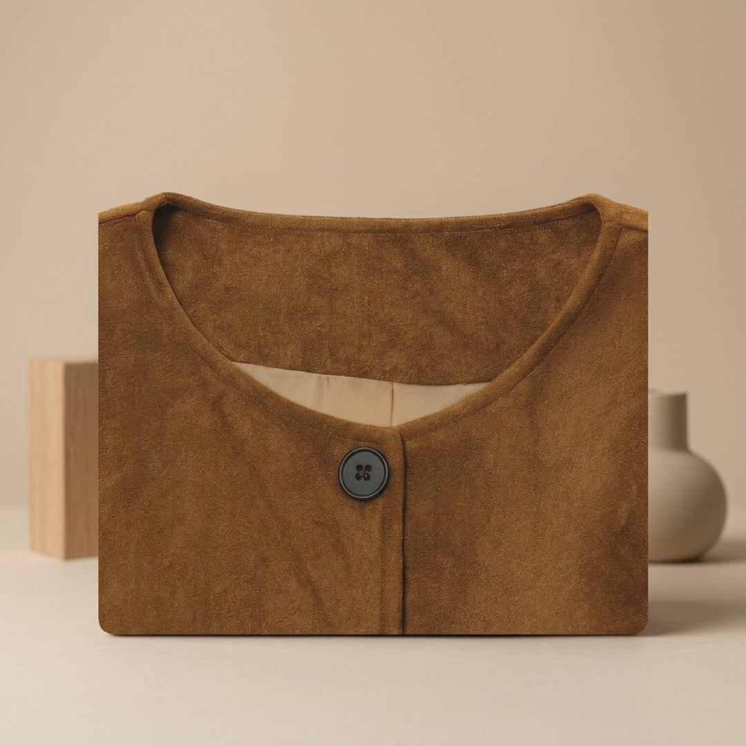 Women's Vintage Casual Suede-Look Peplum Button-Front Jacket