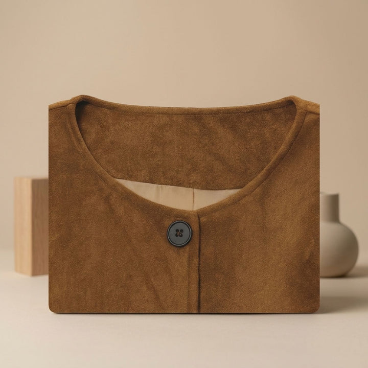 Women's Vintage Casual Suede-Look Peplum Button-Front Jacket