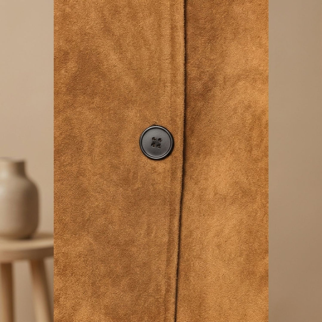 Women's Vintage Casual Suede-Look Peplum Button-Front Jacket