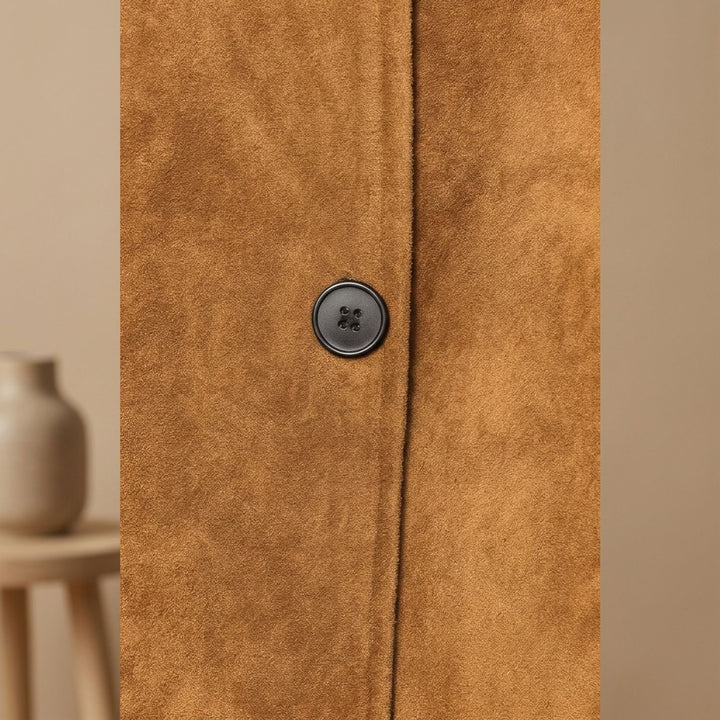 Women's Vintage Casual Suede-Look Peplum Button-Front Jacket