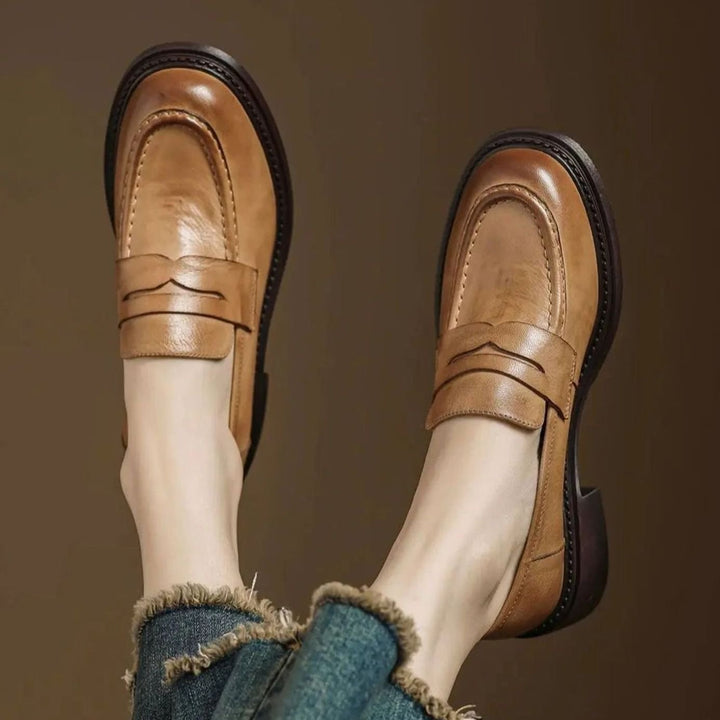 Women's Vintage Leather Slip-On Penny Loafers