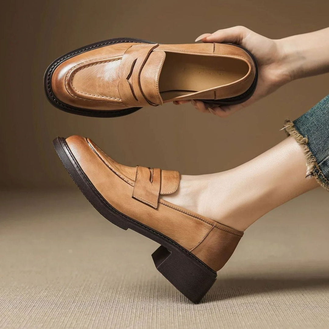 Women's Vintage Leather Slip-On Penny Loafers