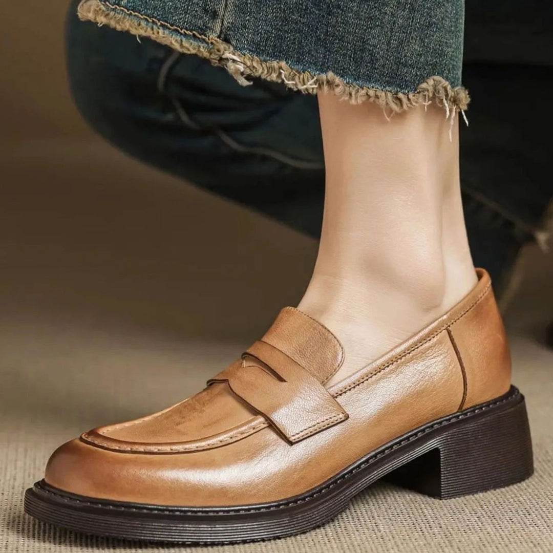 Women's Vintage Leather Slip-On Penny Loafers