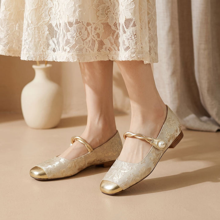 Women's Vintage Low Block-Heel Mary Jane Flats