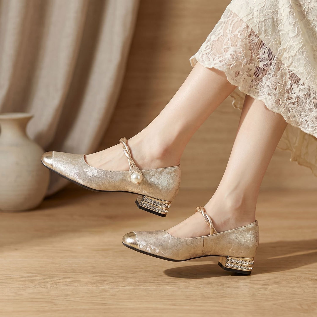 Women's Vintage Low Block-Heel Mary Jane Flats
