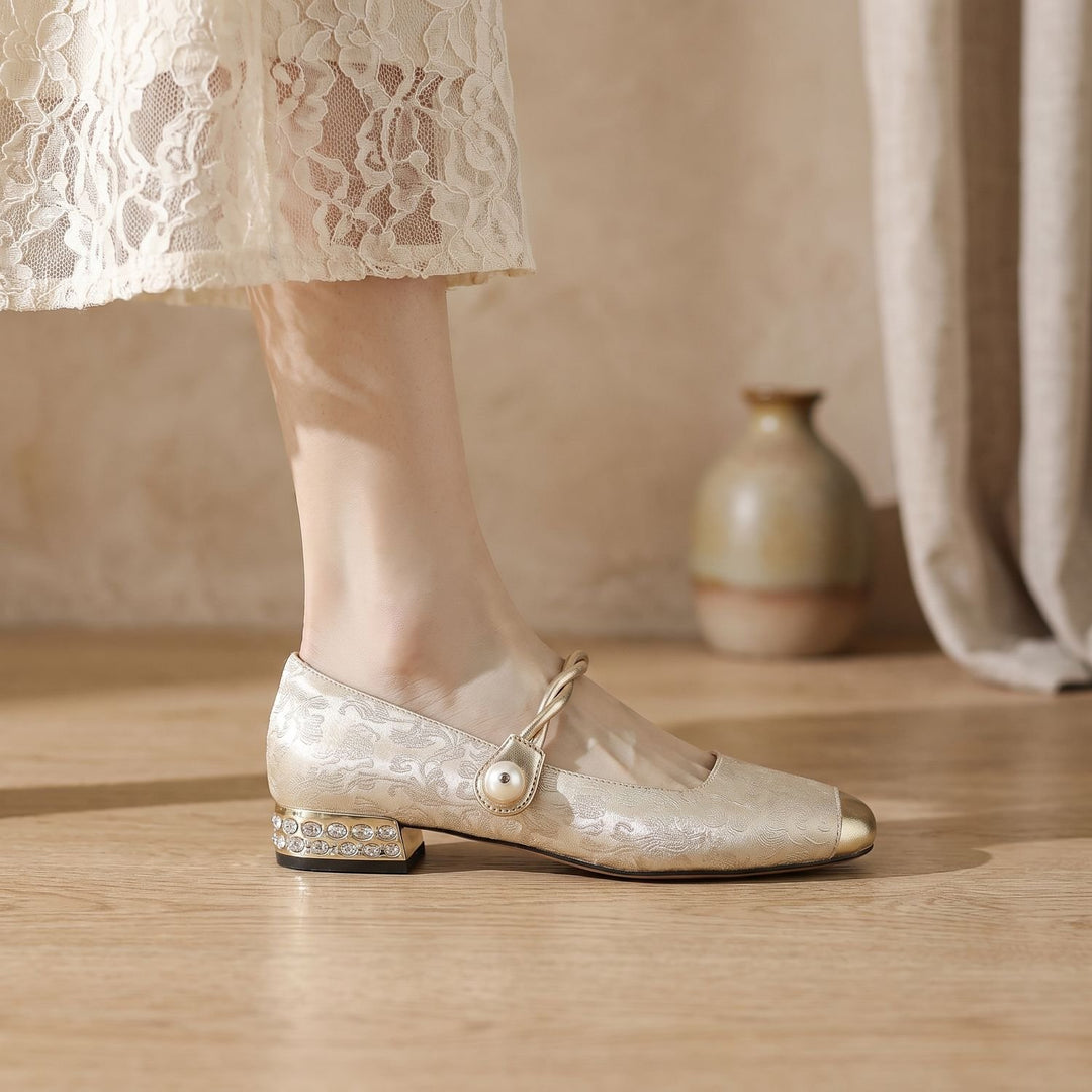 Women's Vintage Low Block-Heel Mary Jane Flats