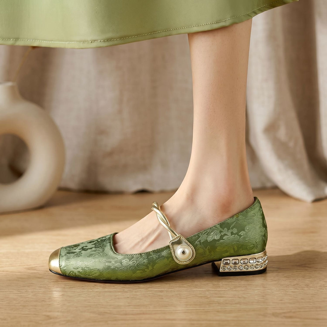 Women's Vintage Low Block-Heel Mary Jane Flats