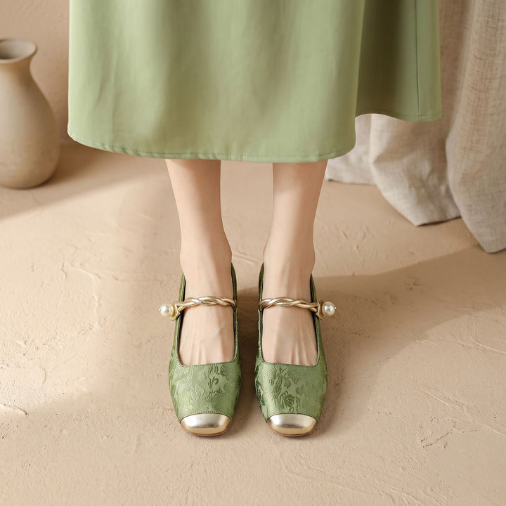 Women's Vintage Low Block-Heel Mary Jane Flats