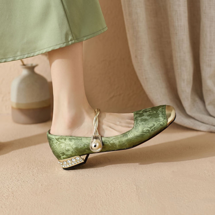 Women's Vintage Low Block-Heel Mary Jane Flats