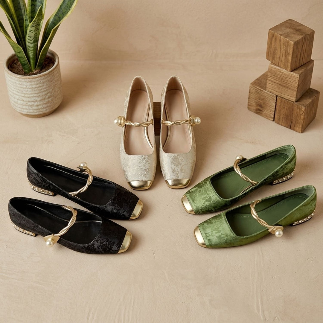 Women's Vintage Low Block-Heel Mary Jane Flats