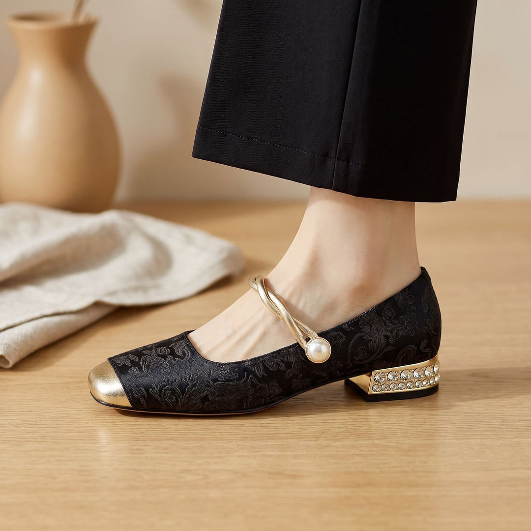 Women's Vintage Low Block-Heel Mary Jane Flats