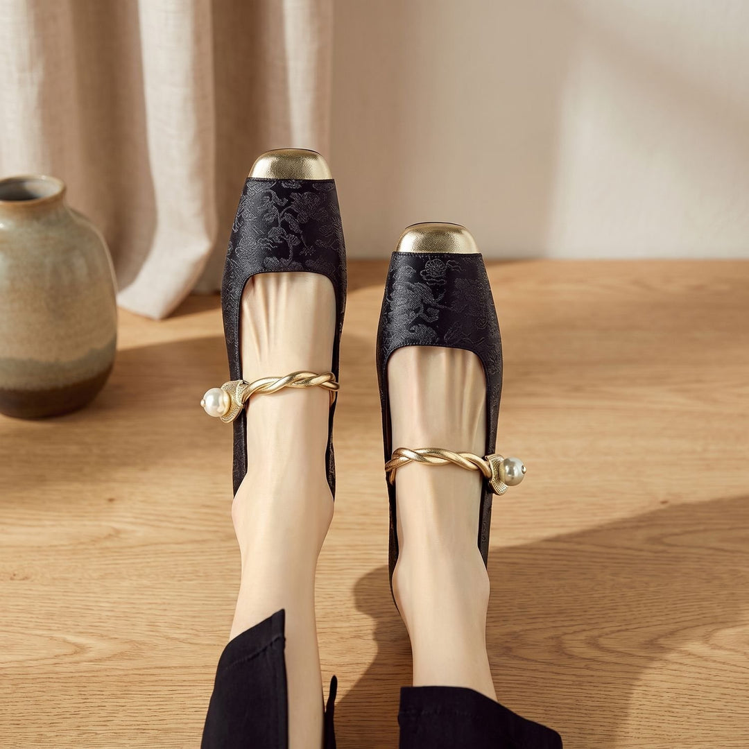 Women's Vintage Low Block-Heel Mary Jane Flats