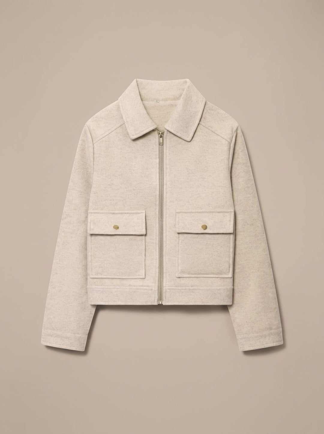Women's Vintage Stand-Collar Wool-Blend Short Coat - Khaki