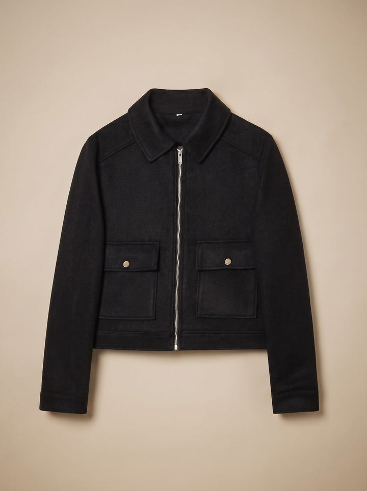 Women's Vintage Stand-Collar Wool-Blend Short Coat
