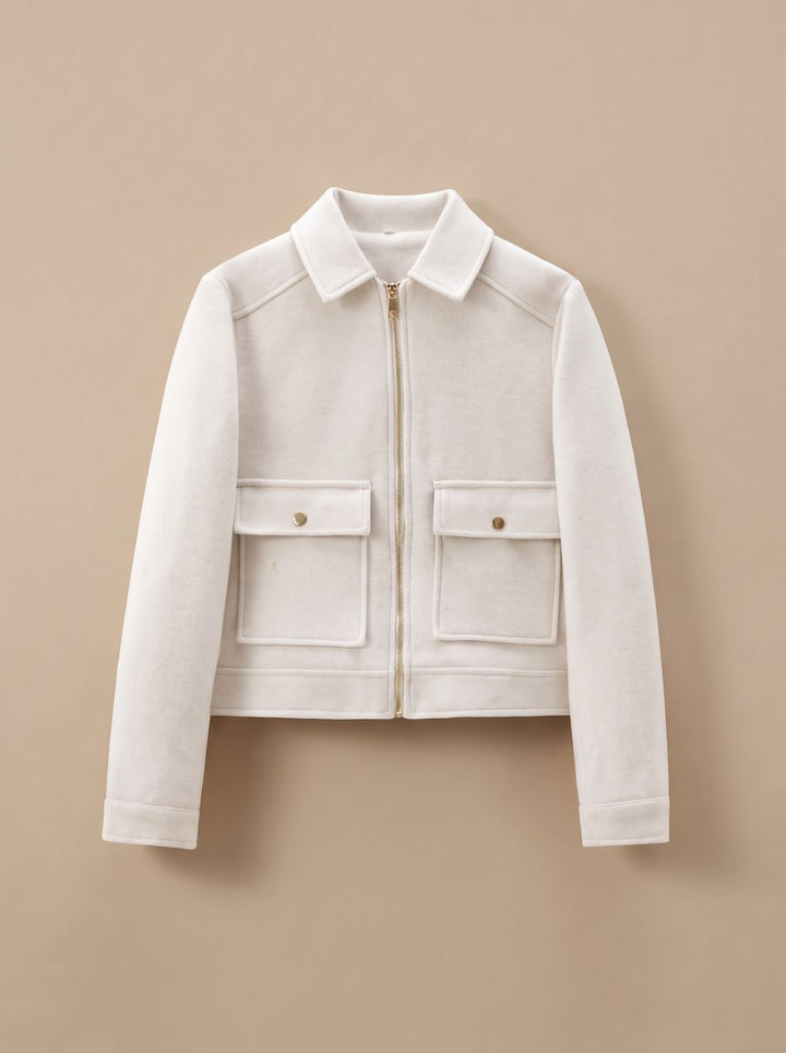 Women's Vintage Stand-Collar Wool-Blend Short Coat