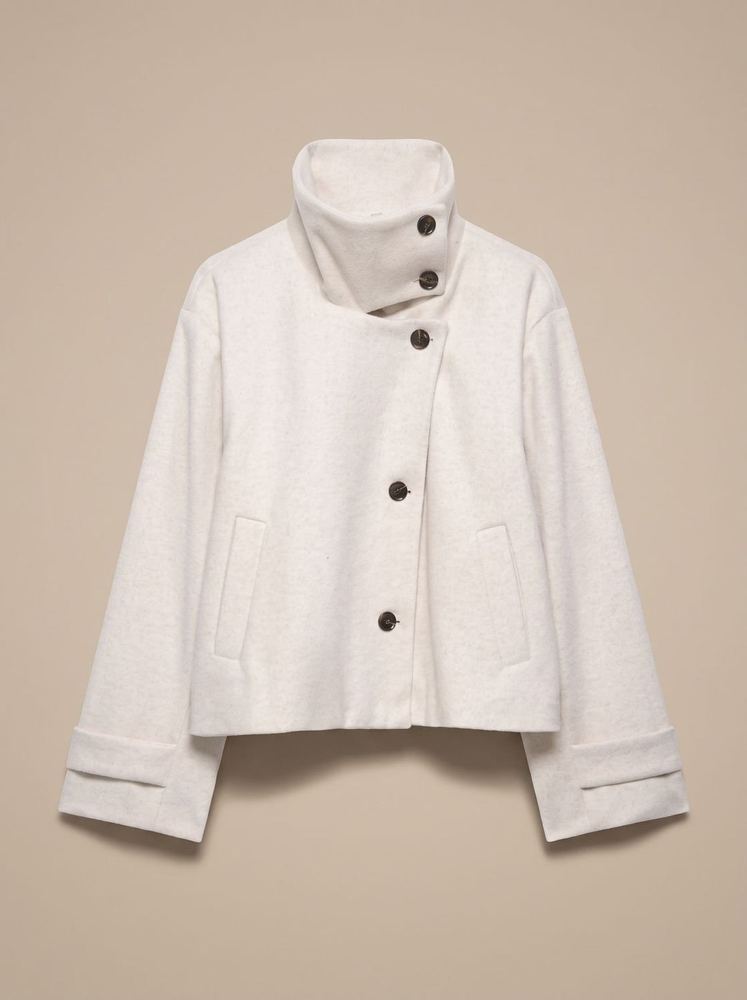 Women's Vintage Stand-Collar Wool-Blend Short Coat
