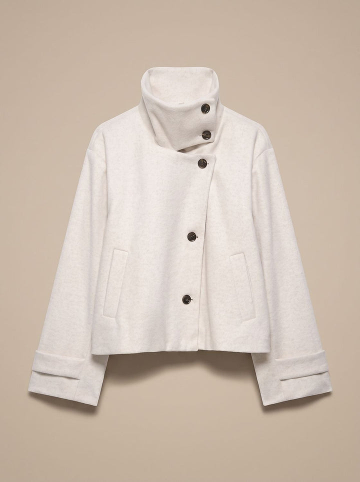 Women's Vintage Stand-Collar Wool-Blend Short Coat