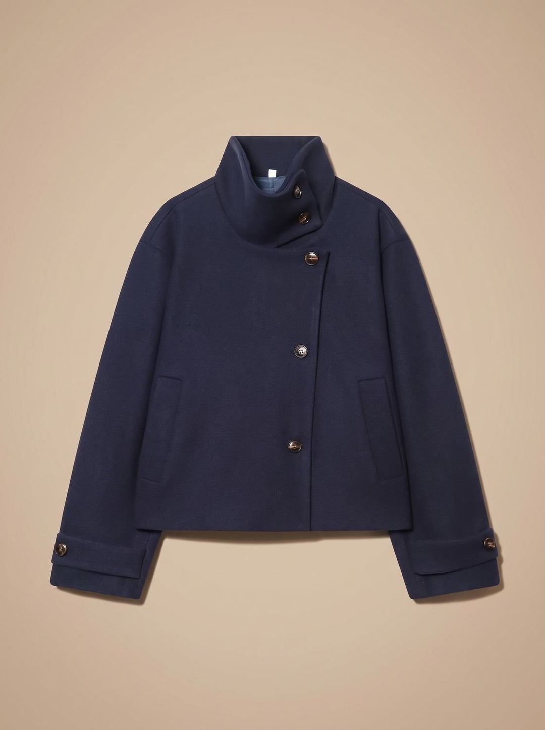 Women's Vintage Stand-Collar Wool-Blend Short Coat