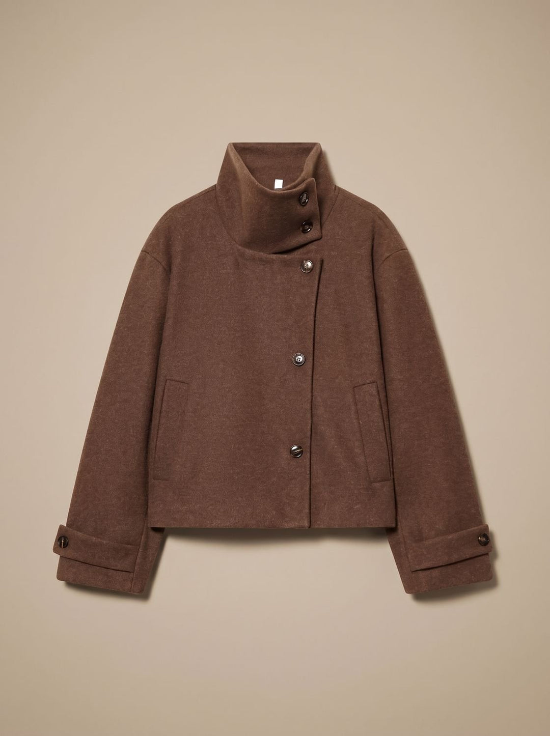 Women's Vintage Stand-Collar Wool-Blend Short Coat