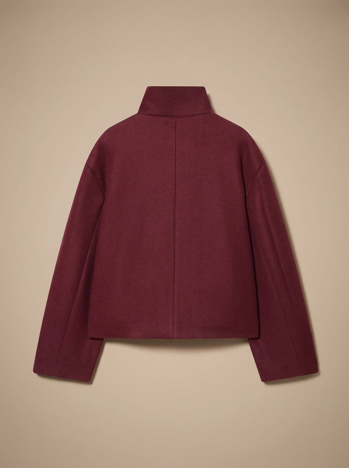 Women's Vintage Stand-Collar Wool-Blend Short Coat