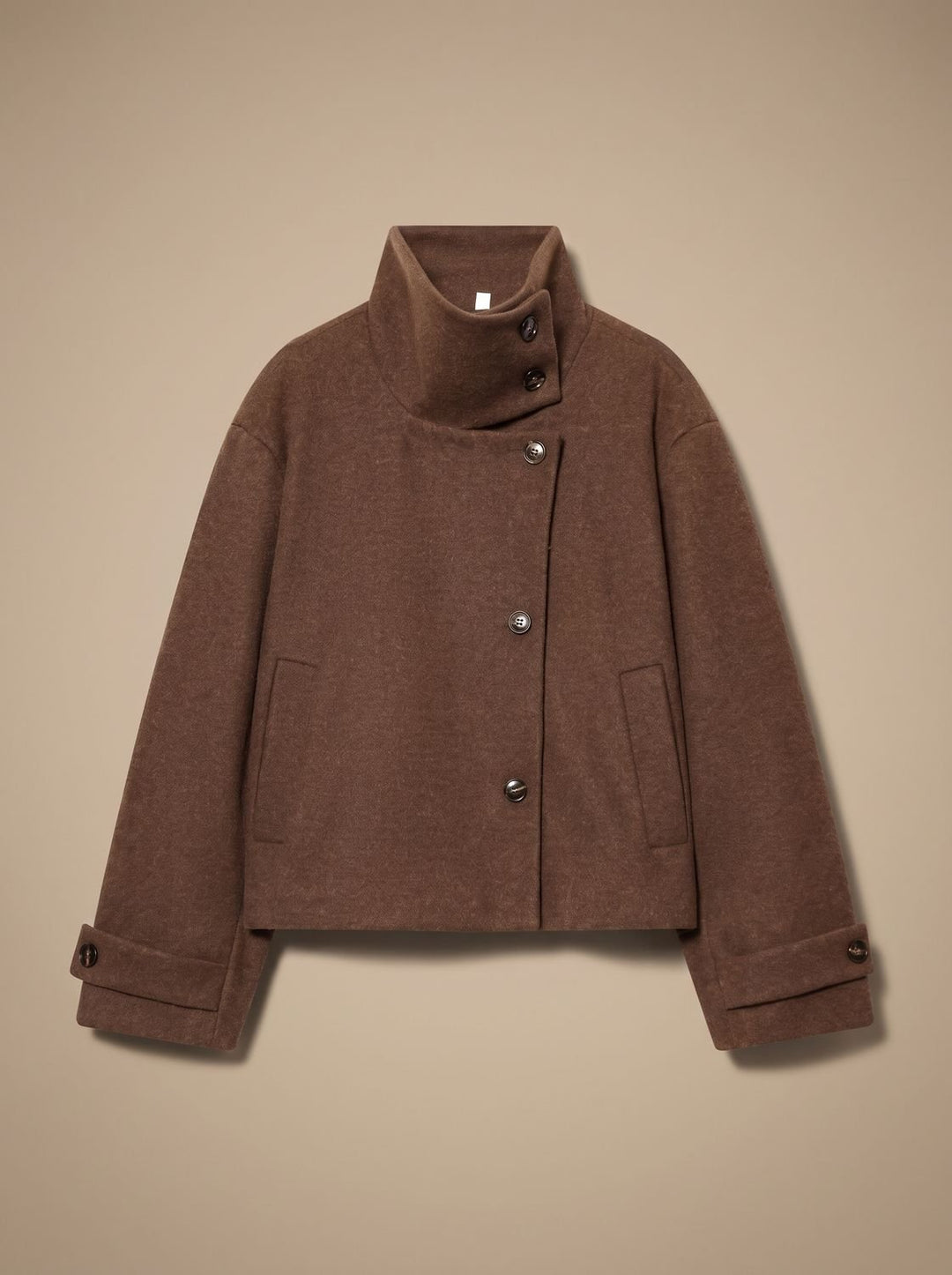 Women's Vintage Stand-Collar Wool-Blend Short Coat