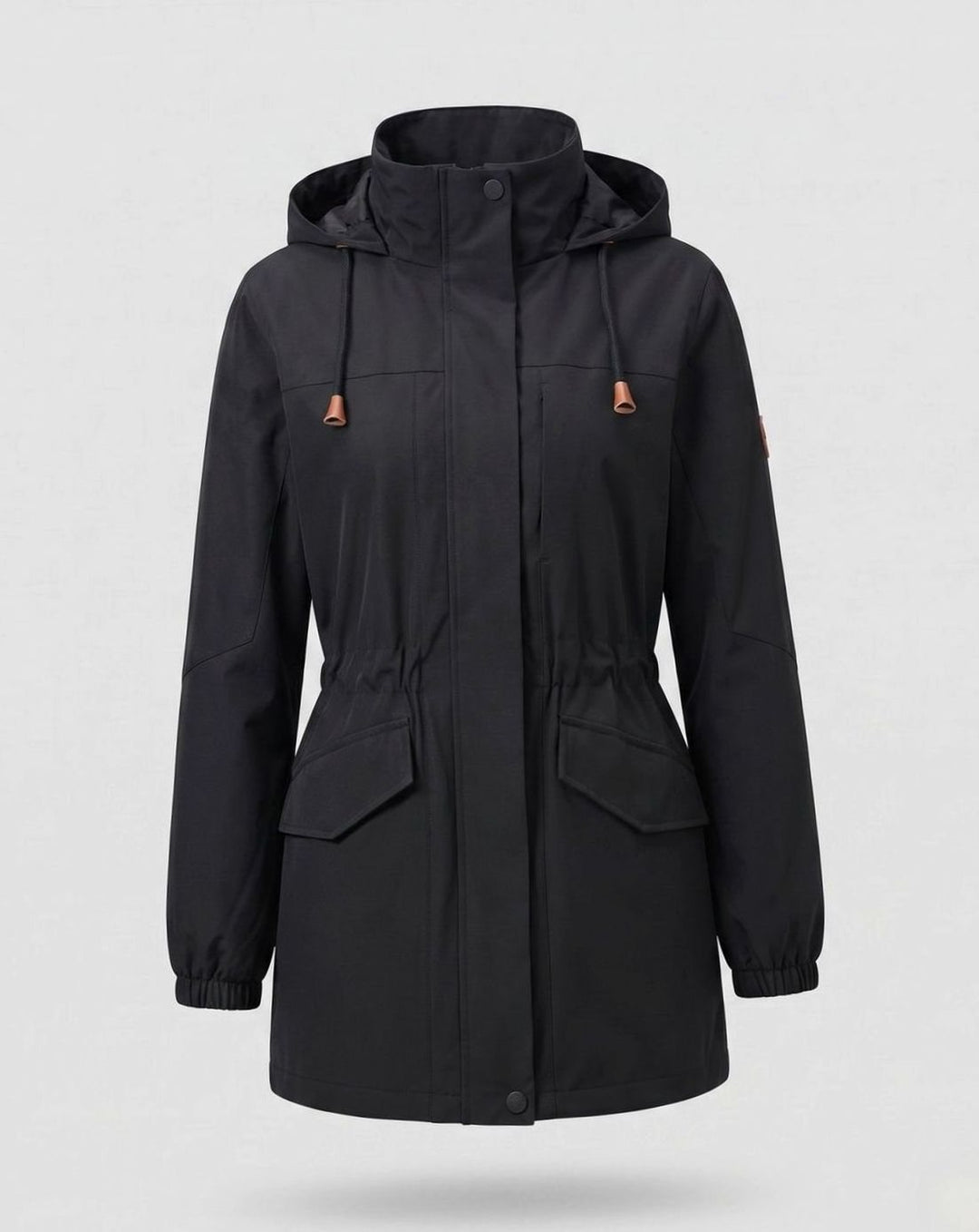 Women's Water-Resistant Hooded Drawstring Parka - Women's Black
