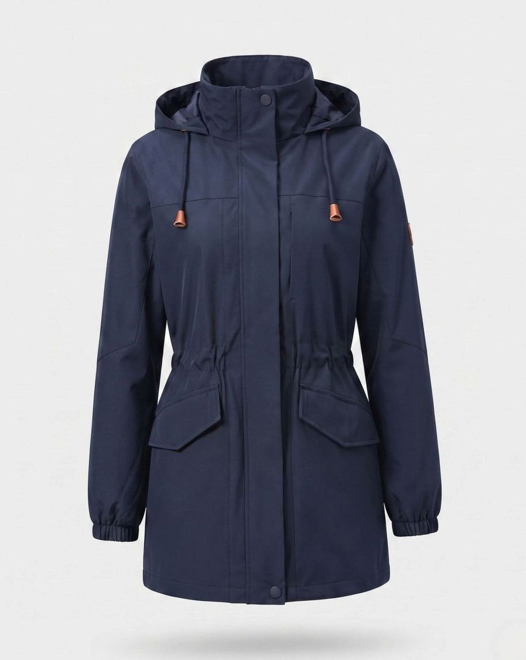 Women's Water-Resistant Hooded Drawstring Parka - Women's Dark Blue