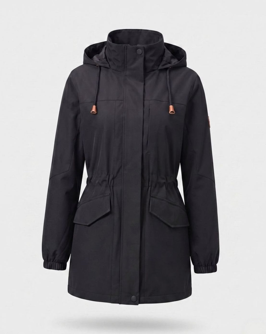 Women's Water-Resistant Hooded Drawstring Parka - Men's Black
