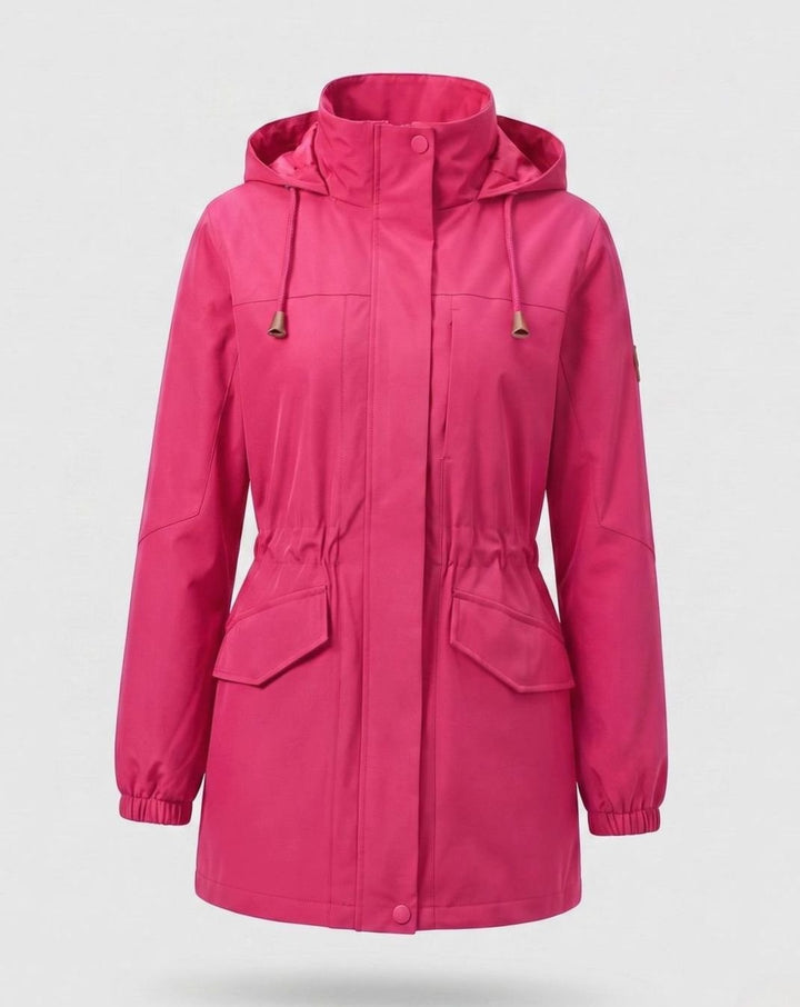 Women's Water-Resistant Hooded Drawstring Parka - Women's Magenta