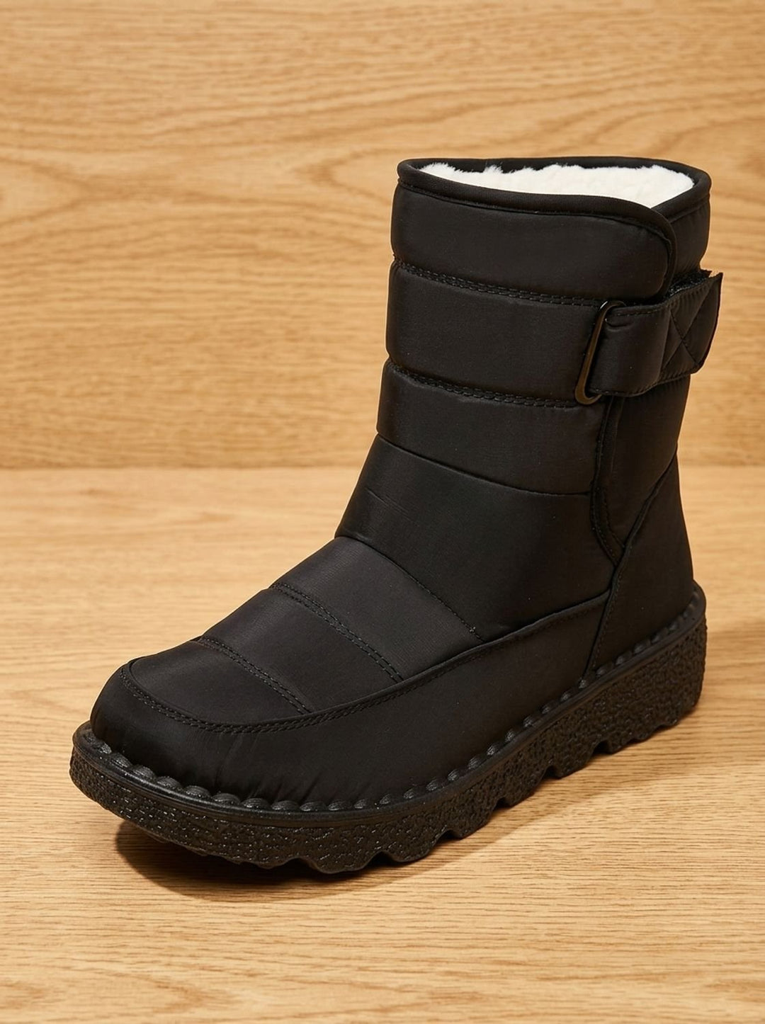 Women's Waterproof Fleece-Lined Mid-Calf Winter Snow Boots - Black