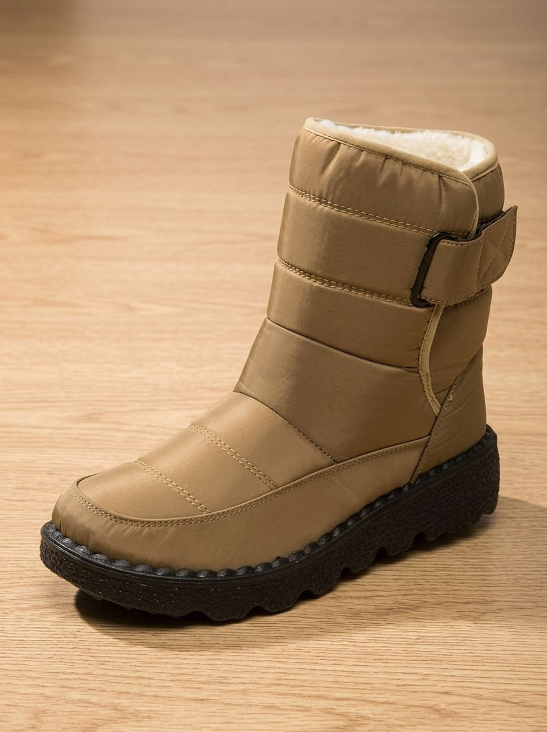 Women's Waterproof Fleece-Lined Mid-Calf Winter Snow Boots - Khaki