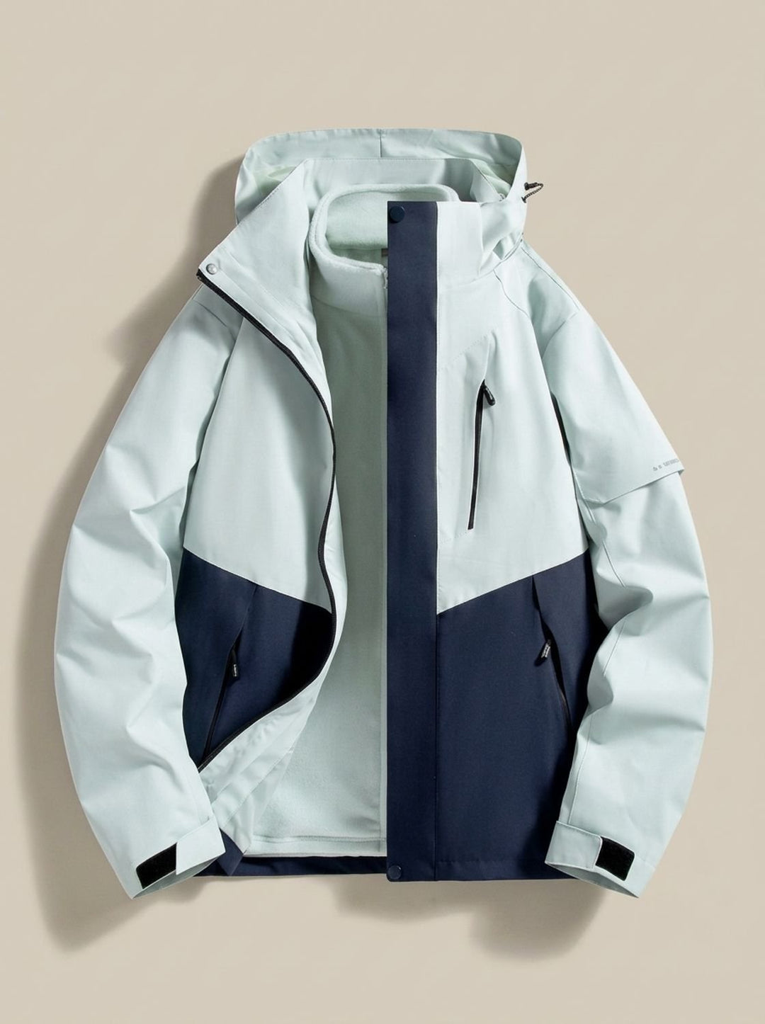 Women's Waterproof Hooded 3-in-1 Winter Jacket Fleece-Lined - Navy Blue